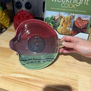 Handcrafted Ceramic Pouring Bowl - Red and Green